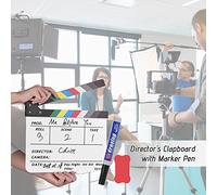 Professional Acrylic Clap d Dry Erase TV Film Movie Director Cut Action Scene Clapper d Slate with Marker Pen Eraser