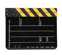 Professional Acrylic Clapperboard, Director Movie Film Tool, 30x25CM Photography Clap Board with Chalk Writing Surface, Clear Sound for Video Production, Role Playing and Editing (Yellow striped