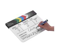 Professional Acrylic Clapperboard,Film Slate with Integrated Magnet,Clear Printing,Includes Marker & Eraser,for TV Video Production,Cinema Director Slate (Multicolored Stick)