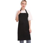 Professional Adjustable Black 100% Cotton Apron with 2 Pockets Cooking Kitchen Chef Women Men Aprons for Home Kitchen, Restaurant, Coffee House, Baking Gardening BBQ