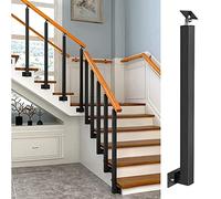 Professional Adjustable Black Metal Stair Balusters Square Deck and Outdoor Step Railing Durable 95cm (37.4in) Height for Gardens and Patios