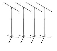 Professional Adjustable Boom Microphone Stand Set of 4 with Foldable Tripod Base - Height Adjustable from 950-1650mm for Live Music & Stage Performances