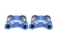 Professional Adjustable Foot Tambourine Percussion Instrument for Live Performances and Parties ABS Plastic Metal Nylon Rope 2PCS (Blue)