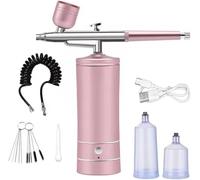 Professional Airbrush System with Compressor, 3 Pressure Levels 18-30 PSI, Portable Air Brush Kit for Makeup, Nail Art, Cake Decorating, Model Painting (Pink)