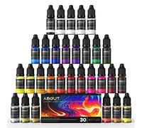 Professional Alcohol Ink Set 30 Colours - Vibrant & Metallic Epoxy Resin Paint, 10ml Each for Resin Art, Tumblers, Jewellery Making, Painting on Ceramic