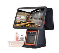 Professional All-in-One POS System for Small Business, 15.6" Touch Screen Cash Register with Built-in Receipt Printer, Customer Display for Small Business Black