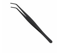 Professional Aquarium Tweezers, Black Carbonized Stainless Steel, Serrated Tip, Curved Design for Reptile Feeding, Tank Maintenance, Anti-Slip Reptile Feeding Tongs for Aquatic Plants, Lizards, Snakes