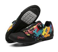 Professional Athletic Bicycle Shoes Cleat Men Road Bike Speed Sneakers Outdoor MTB Cycling Shoes Sneakers Zapatillas De Ciclismo Black Color-Rubber Sole 7.5