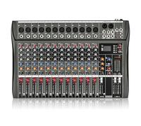 Professional Audio Mixer 12 Channel DJ Mixer Sound Board Console Stereo Sound Mixer with EQ Bluetooth USB Input 48V Phantom Power for DJ Recording Studio Karaoke KTV Music Effects