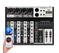 Professional Audio Mixer, 4 Channel Audio Sound Board Mixing Console System Monitor, NEW BAXS 16-Bit DSP DJ Bluetooth Mixer Audio Reverb Effect +48V Phantom For Karaoke Studio Streaming Recording
