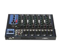 Professional Audio Mixer 7 Channel Mixer with Bluetooth and 48V Phantom Power, Compact Black Metal Audio Mixing Console DJ Controller for Studio Recording, Podcasting and KTV