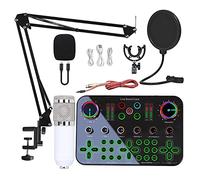 Professional Audio Mixer, DJ16 Sound Card 48V Large Diaphragm Condenser Microphone Voice Changer，Suitable For DJ, Condenser Microphone, Online Karaoke, Singing, Karaoke, Live Broadcast. (Color : Whit