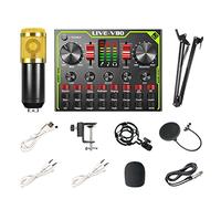 Professional Audio Mixer, Music Recording Audio Game Voice Changer Live Sound Card Multi Effects Mixer Board with LED Light Chorus Mode (E)