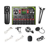 Professional Audio Mixer, Music Recording Audio Game Voice Changer Live Sound Card Multi Effects Mixer Board with LED Light Chorus Mode (D)