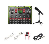 Professional Audio Mixer, Music Recording Audio Game Voice Changer Real Time Live Sound Card Multi Effects Mixer Board with LED Light (B)