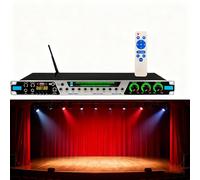 Professional Audio Processor, KTV Digital Pre-Stage Effector, 7 Adjustable Lighting Modes, USB MP3 Bluetooth Optical Input, for House Karaoke