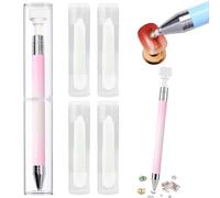 Professional Automatic Refillable Diamond Art Wax Pen 5Pcs, Fine Tip Acrylic Pen Set for Precise Nail Art Painting Easy-Grip Design(White)