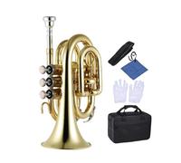 Professional B Bb Brass Pocket Trumpet Tone Flat Wind Instrument With Mouthpiece Accessories Hard Case