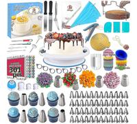 Professional Baking Kit 301 Pieces, Cake Turntable, Pastry Nozzles, Piping Bag, Cake Decorating Kits For Icing
