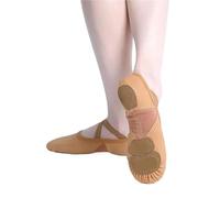 Professional Ballet Shoes Soft Three Split Sole Women Girls Ballerina Dance Stretch Fabric Mesh Splice Slippers for Dance Practice or Performance(Tan,37)