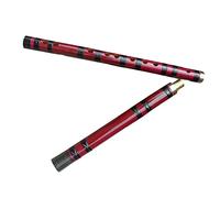 Professional Bamboo Flute Red Single Plug White Copper 2-section Bamboo Flute Dizi Beginner Woodwind Instrument Tied Flute Bamboo Flute Musical Instruments (Color : G)