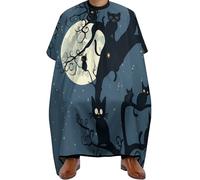 Professional Barber Cape, Halloween Cats Black on Tree in Night, Barber Hairdresser Capes Professional Salon Cape for Coloring Haircut Family