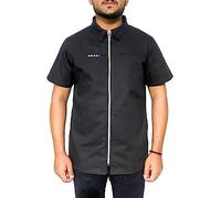 Professional Barber Jacket Shirt Half Sleeve Men's Black, Hair Repellent, Lightweight and Breathable and 2-Way Zipper Closure, Black, M
