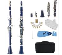 Professional Bb 17-key Clarinet Instrument Set For Beginners (white Gloves/cloth/reeds/etc.) Clarinet Musical Instruments (Color : Dark Blue)