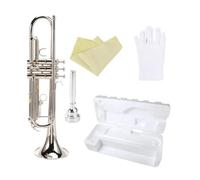 Professional Bb B Flat Trumpet Brass Material Musical Trompeta Wind Instrument With Mouthpiece Case Accessories (Color : Silver)