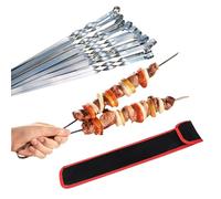 Professional BBQ Stainless Steel Barbecue Skewers Extra Wide 1 cm and Extra Strong 2 mm Thick (Pack of 10, 50 cm)