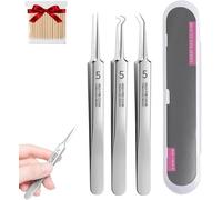 Professional Beauty Salon Tweezers, 2026 New Precision Slant & Pointed Tips for Brows & Lashes, Essential for Makeup Artists & Home Kits, Stainless Steel Blackhead Removal Kit