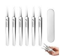 Professional Beauty Salon Tweezers, Facial Blackhead Remover Tweezers, Precision Slant & Pointed Tips for Brows & Lashes, Essential for Makeup Artists & Home Kits (2 Sets)