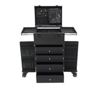 Professional Beauty Trolley, Makeup Organizer Travel Case, Rolling Makeup Case, with Extendable Trays & Drawers, Black Nails Case Gift for Valentine's Day