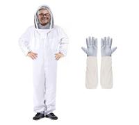 Professional Beekeeping Suit Outfit Apiarist Full Body Suit Beekeeping Jacket with Gloves&Ventilated Hood Beekeeper Hat with Netting Protection for Backyard Beginner Beekeepers (XL)
