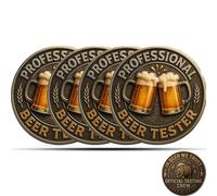 Professional Beer Tester Commemorative Coin - Official Tasting Crew Edition, Bronze Craft Beer Challenge Coin, Edition Beers Tester Challenge Coins for Enthusiasts and Home Brewers (4pcs)