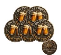 Professional Beer Tester Commemorative Coin - Official Tasting Crew Edition, Bronze Craft Beer Challenge Coin, Edition Beers Tester Challenge Coins for Enthusiasts and Home Brewers (5pcs)
