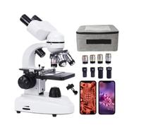 Professional Binocular Biological Microscope, HD Microscope with Carrying Case, Dual LED Illumination, Phone Adapter, for Students Adults Teaching and Lab Use