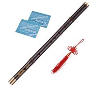 Professional Black Bamboo Dizi Flute Traditional Handmade Chinese Musical Woodwind Instrument Key of D for Beginner and Performance with Pure Clear Sound
