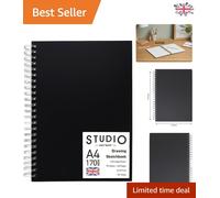 Professional Black Hardback A4 Sketchbook for Drawing and Watercolors - 170gsm