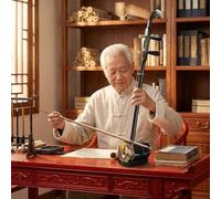 Professional Black Sandalwood Erhu, Two Stringed Chinese Violin Fiddle Instrument Erhu for Advanced Performers(Black)