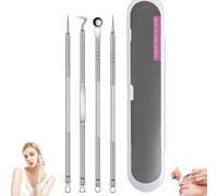 Professional Blackhead Remover Kit - Stainless Steel Blemish Extractor Tools for Face & Nose, Precision Pimple Popper Tweezers for Acne, Whiteheads & Ingrown Hairs (4pcs)
