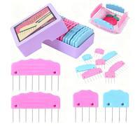 Professional Blocking Tool Set for Knitting & Crochet - Rustproof Pins & Comb for Shawls, Blankets & Garments | Fix and Shape Your Crafts Perfectly (Pink/Light Blue)