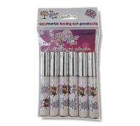 Professional body art adhesive - 6 x 10ml individual shatterproof containers with sponge wand applicator for easy use. Ideal glue for glitter tattoos, temporary body art, gems and festival makeup