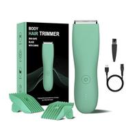 Professional Body Hair Trimmer for Men,5 in 1 Body Groomer Ceramic Blade for Men's Belly Hair Trimming, Electric Shaver for Bikini & Men's Grooming IPX6 Waterproof for Wet/Dry Use (Green)
