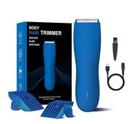 Professional Body Hair Trimmer for Men,5 in 1 Body Groomer Ceramic Blade for Men's Belly Hair Trimming, Electric Shaver for Bikini & Men's Grooming IPX6 Waterproof for Wet/Dry Use (Blue)