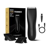 Professional Body Hair Trimmer for Men,5 in 1 Body Groomer Ceramic Blade for Men's Belly Hair Trimming, Electric Shaver for Bikini & Men's Grooming IPX6 Waterproof for Wet/Dry Use (Black)