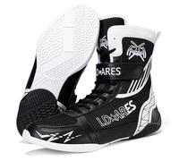 Professional Boxing Boots High Top Durable Grip Sole Stable Fit Lightweight Mesh Upper for Training Sparring and Fight Control,Black,6.5 UK