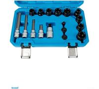 Professional Brake Calliper Special Socket Set 17PCS - Chrome Vanadium Cylinder Tool for Piston Compression - Multi-Drive Sizes - Auto Workshop Gear
