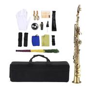 Professional Brass Straight Bb Saxophone Saxophone Nickel Plated Sax Woodwind Instrument Carve Pattern Case Mouthpiece Reed