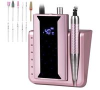 Professional Brushless Nail Drill, AZ GOGO 85W Cordless Electric Nail File 40000RPM Rechargeable Portable Nail Drill Machine for Gel/Acrylic Nails Salon Level （Rose Gold）